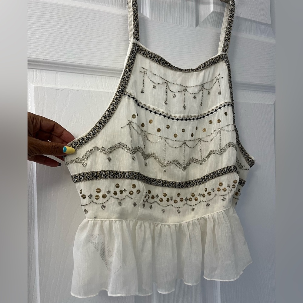 Free People Camille Embellished Top size Small